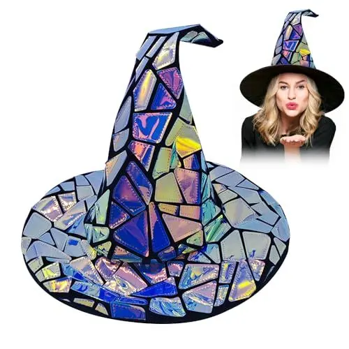 Produktbild: WDKXCN Hexenhut Für Damen, Erwachsene Partys Cosplay, Halloween, Punk, Spitzer Hut, Kostüm Accessoires Für Karneval Und Maskerade