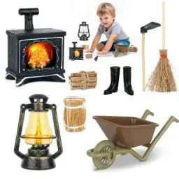 Produktbild: WDKXCN Wichtel Zubehör Set, Wichtel Zubehör Weihnachten Set, Puppenhaus Kamin mit Licht, Wichtel Zubehör Weihnachten, Miniatur Wichtel Zubehör Set, Puppenhaus Zubehör Weihnachten