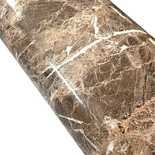 Produktbild: WDragon Selbstklebende Vinylfolie mit Marmor-Muster, 30,5 x 200,9 cm, Hellbraun