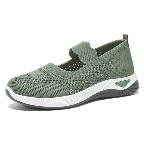 Produktbild: WDRHC Damen-Sommer-Slip-On-Flachschuhe - Atmungsaktive Leichte Loafers, rutschfest & Gepolstert, Rundzehen-Freizeitschuhe für den täglichen Gebrauch, Blau/Rosa/Schwarz/Khaki/Lila, Größe 36-42