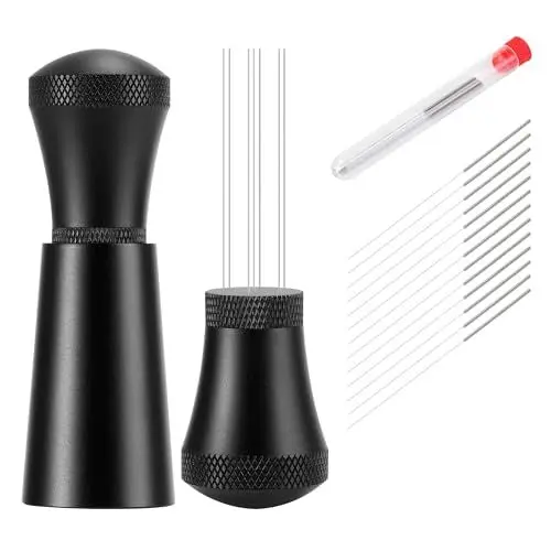Produktbild: Wdt Tool Espresso,Espresso Nadel,Abnehmbar Abnehmbar Wdt Tool Espresso mit Ständer,mit 7 Espresso Nadel 0.35mm,Matte Black,Für Barista gerührtes Espressokaffee(6 Ersatznadeln)