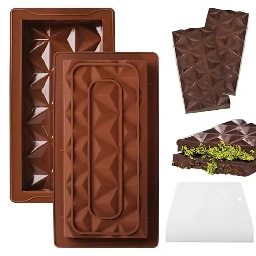 Produktbild: We Make Hope Rauten Schokoladenform Silikon 2 Stück, BPA-frei Silikonform Schokolade, Silikonform Schokoladentafel, Chocolate Mold für Schokolade Praline Süßigkeiten für DIY Nüsse Schokolade Backen