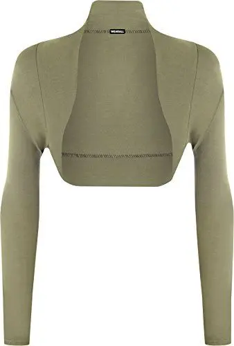Produktbild: WearAll - Damen Übergröße Einfarbig Langarm Bolero Jäckchen Top - Khaki - 48-50