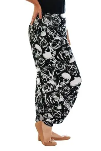 Produktbild: WearAll - Damen Übergröße Harem Druck lang und volle Hosen - Schädel - 44 bis 46