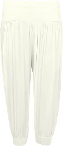 Produktbild: WearAll - Damen Übergröße freigestellte Haremshose 3/4 einfachen Weite Hose - Crème - 52 bis 54