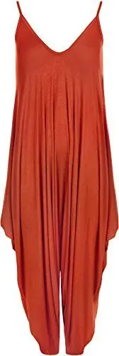 Produktbild: WearAll - Lagenlook Strappy Ausgebeult Harem Jumpsuit Kleid Top Playsuit Cami - Rost - Eine Größe