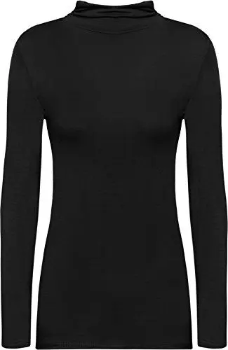 Produktbild: WearAll - Neu Damen Rollkragen Langarm Elastisch Schmucklos Top Pullover - Schwarz - 40/42