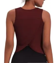 Produktbild: Weardear Damen Sporttop Yoga Tank Top Open Back Gym Shirt Fitness Tanktop Running Training Yoga Tops für Damen Rotwein L