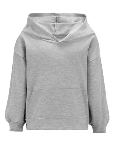 Produktbild: Weardear Mädchen Hoodie Kurz Kinder Kapuzenpullover Langarm Herbst Pullover Freizeit Mode Einfarbige Sweatshirt für Mädchen 11-12 Jahre Grau