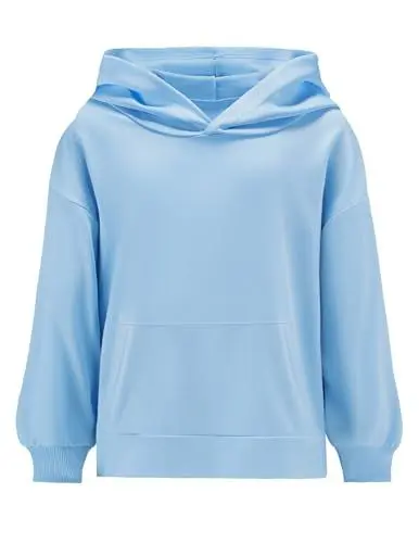Produktbild: Weardear Mädchen Hoodie Kurz Kinder Kapuzenpullover Langarm Herbst Pullover Freizeit Mode Einfarbige Sweatshirt für Mädchen 9-10 Jahre Blau