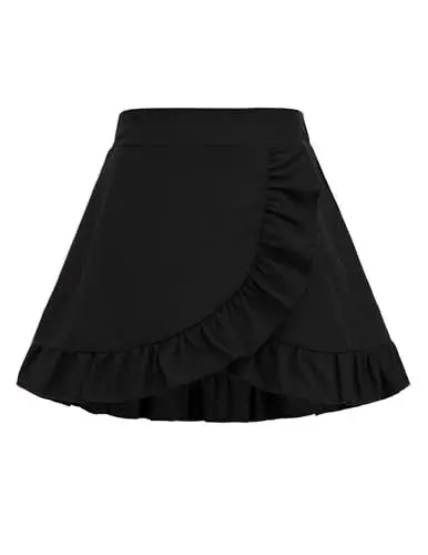 Produktbild: Weardear Mädchen Röcke Kinder Freizeit Rüschensaum Skirt A-Linie Mode Einfarbig Rock für Mädchen 9-10 Jahre