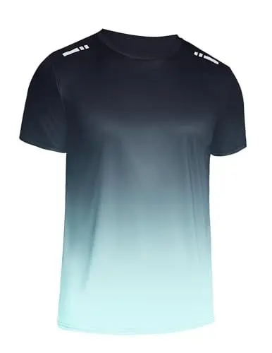 Produktbild: Weardear Sport Shirt Männer Kurzarm Gym Shirt Laufshirt Herren Gradient Oberteile Atmungsaktiv Laufshirt Trainingsshirt Herren Grau S