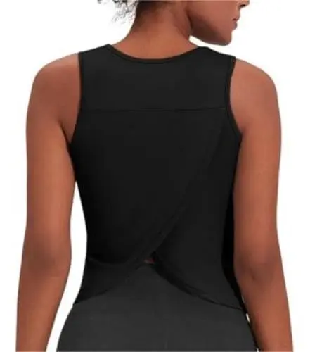 Produktbild: Weardear Damen Sporttop Yoga Tank Top Open Back Gym Shirt Fitness Tanktop Running Training Yoga Tops für Damen Schwarz M