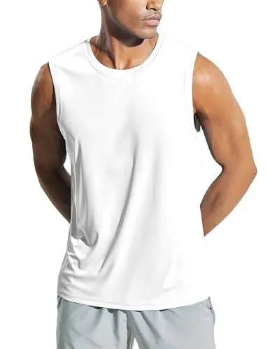 Produktbild: Weardear Herren Tank Tops Leicht Achselshirt Ärmellos Muskelshirt Schnelltrocknendes Tanktop Gym Sport Laufshirt Weiß L