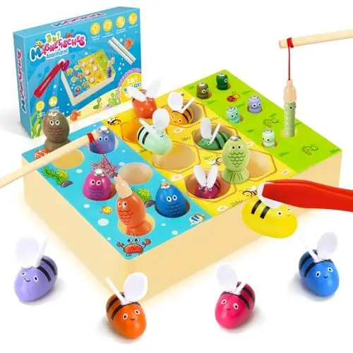 Produktbild: WEARXI Montessori Spielzeug ab 2 Jahre, Magnetische Angelspiel Motorikspielzeug, Spiele Spielzeug ab 2 3 Jahre, Kinderspielzeug ab 2 3 Jahre, Nikolaus Geschenke Kinder, Geschenke für Mädchen Junge
