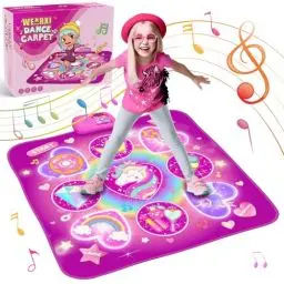 Produktbild: WEARXI Tanzmatte für Kinder ab 3 Jahre Mädchen, Kinder Geschenk Geburtstag Mädchenab 3 4 5 6 7 8 9 10 Jahre, Spielzeug Geschenke für Mädchen, Herausforderung Modi LED Integrierter Musik, Einschulung