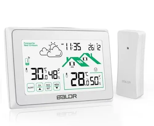 Produktbild: Weather Station Wetterstation Funk mit Außensensor Groß Farbdisplay,Innen Aussen Digital Thermometer