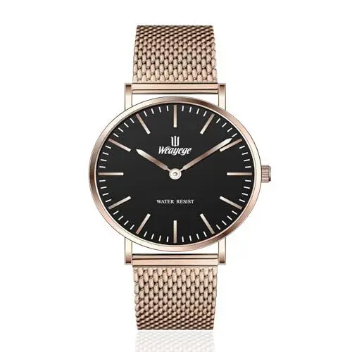 Produktbild: Weayege Armbanduhr Damen,Damen Luxus Armbanduhr mit Edelstahlarmband,Damen Uhren Analog Quarz Edelstahl Wasserdicht Mesh Ultradünne,1080p Full HD