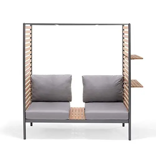 Produktbild: Webavita Balkonlounge Zweisitzer mit Seitenwänden | 169 x 170 x 77 cm | Sitzbank Gartenbank Lounge | Aluminiumrahmen | Pflegeleicht | UV-beständiges Polster