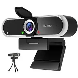 Produktbild: Webcam 1080P mit Mikrofon und Webcam Abdeckung, Stativ, Plug & Play, mit automatischer Lichtkorrektur, für Laptop, PC, Desktop, für Live-Streaming, Videoanruf, Konferenz, Online-Unterricht, Spiel