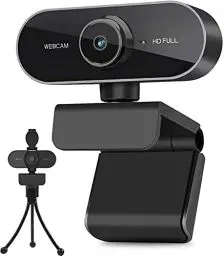 Produktbild: Webcam mit Mikrofon und Stativ, 1080P Webcam für PC Laptop Desktop, USB Computer Kamera für Videoanruf und Aufnahme, Studieren, Web Konferenzen, HD Webcam Kompatibel mit Windows, Mac und Android