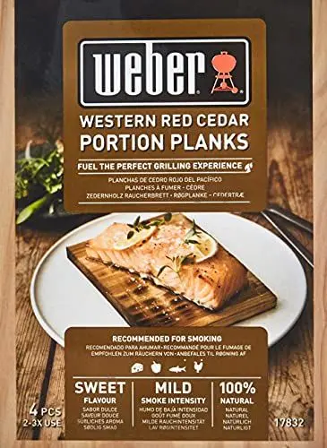 Produktbild: Weber Zendernholz Räucherbretter - Klein (11 x 15cm), 4er Pack, süßes, mildes Aroma, ideal für Käse, Gemüse, Fisch und Geflügel, aus natürlichen Holzarten (17832)