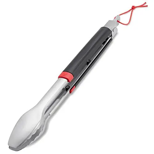 Produktbild: Weber Grillzange (40cm), aus Edelstahl, mit Komfortgriff und praktischem Verschlusssystem, spülmaschinenfest für einfache Reinigung, mit Schlaufe zum Aufhängen - Schwarz (6317)
