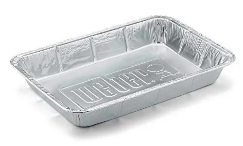 Produktbild: Weber Alu-Tropfschalen - Groß (33 x 23 x 4 cm), aus Aluminium, zum Auffangen von Säften, ideal für indirektes Grillen, BBQ, Garen von Gemüse oder anderen Lebensmitteln - Silber (6416)