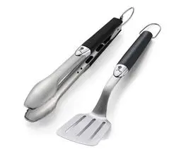 Produktbild: Weber 6645 Grillbesteck Kompakt 2-teilig, Zange und Wender, Edelstahl, schwarz