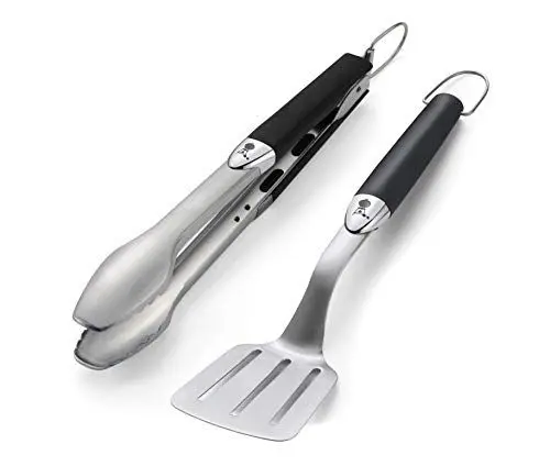 Produktbild: Weber 6645 Grillbesteck Kompakt 2-teilig, Zange und Wender, Edelstahl, schwarz