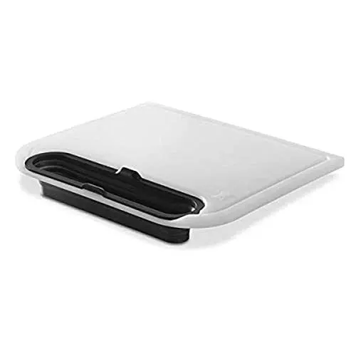 Produktbild: Weber Schneidebrett (35 x 31cm) mit Auffangbehälter (abnehm- & zusammenklappbar), Fleischsaftrille, passt für alle Grills - Weiß (7032)