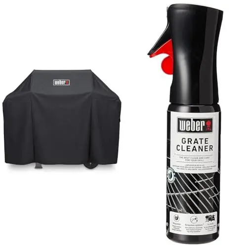 Produktbild: Weber 7183 Premium Abdeckhaube für Spirit/Spirit II 300-Serie und Spirit EO-210, schwarz & 17875 Grillrost-Reiniger, 300 ml, Nebelspray, löst Fett- und Speisereste, schwarz