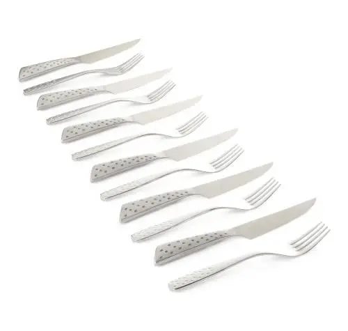 Produktbild: Weber Deluxe Steak-Set, 6-teilig, bestehend aus Messer & Gabel, aus hochwertigem Deutschen Edelstahl, Monoblock Design, extra scharf geschliffen, ergnomischer Griff - Silber (17845)