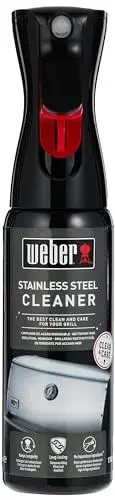 Produktbild: Weber Edelstahl-Reiniger 300ml, feines Nebelspray, bringt Edelstahlelemente wieder zum Glänzen, entfernt Fett und reinigt Edelstahloberflächen streifenfrei (17682)