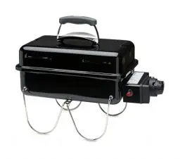 Produktbild: Weber Go-Anywhere Gasgrill, 42 x 26cm Grillfläche, leichter tragbarer BBQ Grill, Tisch-Campinggrill mitporzellanemaillierter Schale & Deckel, umklappbare Standfüße - Schwarz (1141079)
