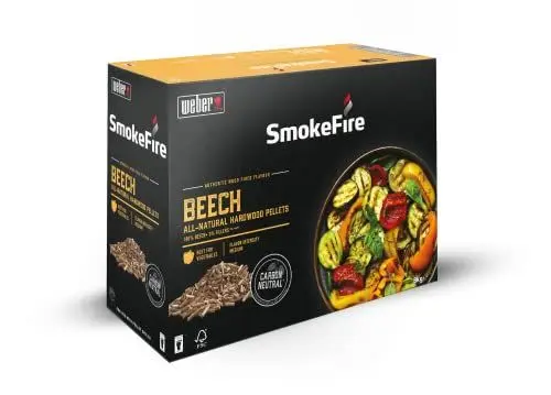 Produktbild: Weber Holzpellets - Buchenholz (8kg), perfekt zum Räuchern von Gemüse, 100% natürliche Holzpellets, EU-Produkt, nachhaltig gewonnen, FSC zertifiziertes Holz (18292)