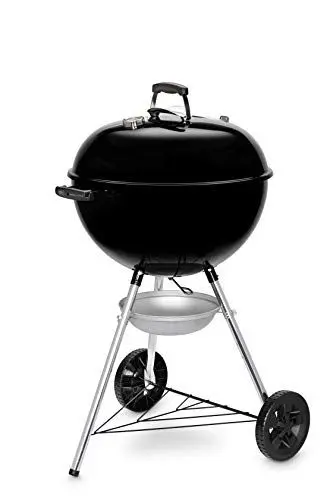 Produktbild: Weber Original Kettle Holzkohlegrill, Ø 57cm Grillfäche, BBQ Grill mit porzellanemaillierten Deckel & Kessel, Deckelthermometer, One-Touch Reinigungssystem - Schwarz (14101004)