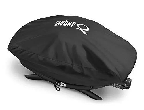 Produktbild: Weber Premium Grillabdeckhaube für Q200 / 2000 Serie, atmungsaktiv UV- & wasserbeständig, Schutz for Wind & Wetter, mit Klettverschluss zum Befestigen, Grillcover, BBQ-Abdeckung - Schwarz (7118)