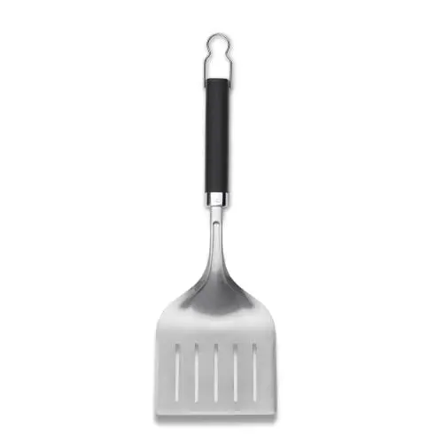 Produktbild: Weber Premium Wender - Breit, (45cm), aus Edelstahl, 3-seitig abgeschrägte Kante für einfaches und präzises Wenden, Komfortgriff, spülmaschinenfest - Schwarz/Silber (6762)