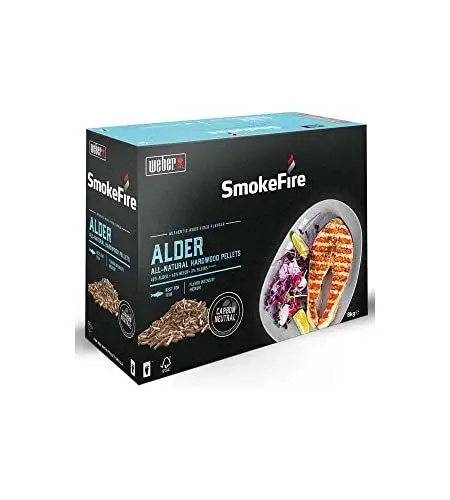 Produktbild: Weber Holzpellets - Erlenholz (8kg), perfekt zum Räuchern von Fisch, 100% natürliche Holzpellets, EU-Produkt, nachhaltig gewonnen, FSC zertifiziertes Holz (18290)