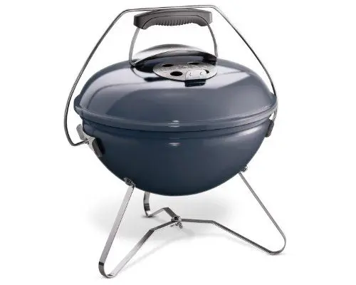 Produktbild: Weber Smokey Joe Premium Holzkohlegrill, Ø 37cm Grillfläche, portabeler BBQ Grill mit praktischem Tragebügel, porzellanemaillierten Deckel & Kessel - Slate Blue (1126804)