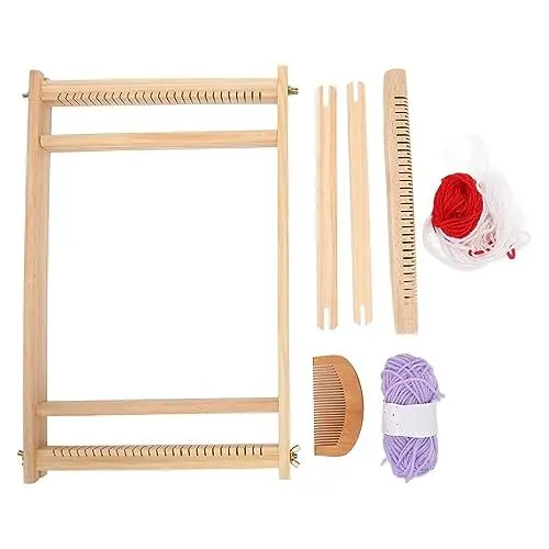 Produktbild: Webstuhl-Set, 38,1 X 25,4 Cm, Holz, Multi-Craft-Webstuhl, Kunsthandwerk, Fördert die Kreativität, Großer Webrahmen mit Ständer, Gobelin-Webstuhl für Kinder und Erwachsene