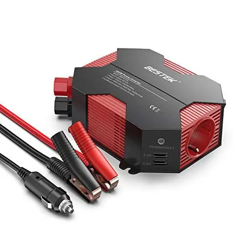 Produktbild: Wechselrichter 12v auf 230v/BESTEK 400W Wechselrichter Autoladegerät 12v Steckdose DC 12V auf AC 230V 4 USB Anschlüsse 1 EU Steckdose Auto Adapter Netzteil