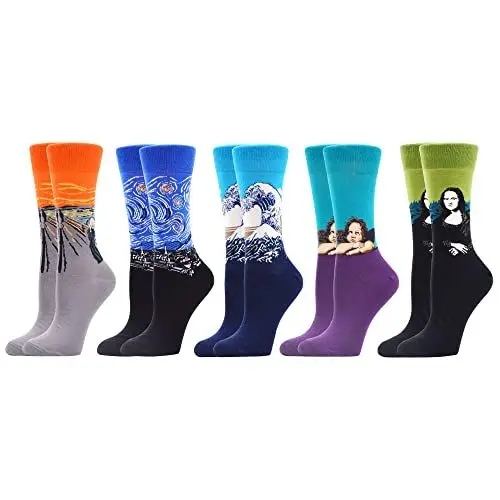 Produktbild: WeciBor Damen Lustige Bunte Baumwolle Socken(Größe 39-42,5 Paar Ölgemälde A)