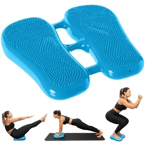 Produktbild: WEDEQU 3in1 Air Stepper für zuhause, Aufblasbarer Yoga balance kissen, tragbare Fitnessgeräte für zuhause, Trainingsgerät für Fitnessübungen, Balance Board & Cardio Sport, inkl. Pumpe - Blau