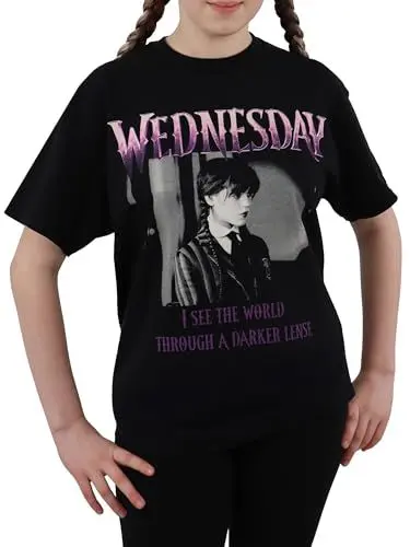 Produktbild: Wednesday Tshirt | Kurzarm Addams Family T-Shirt | Gothic Kleidung Damen | Tops Teenager Mädchen | Schwarz S