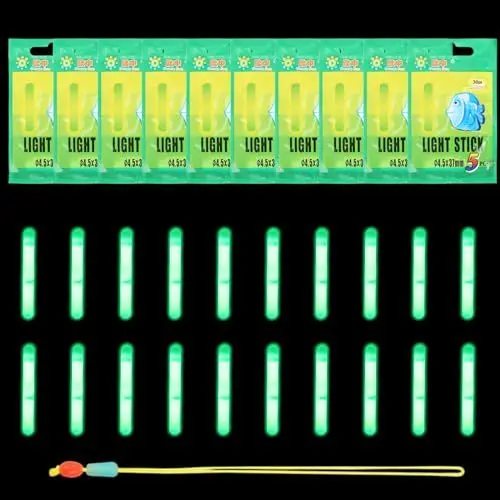 Produktbild: WEDNOK 50 Stück Angeln Knicklichter Angelruten Leuchtstäbe 4,5x37mm Fishing Glow Sticks Nachtfischen Fluoreszierendes Licht Float Angelzubehör für Nachtfischen Karpfen Raubfische Anfänger Angler
