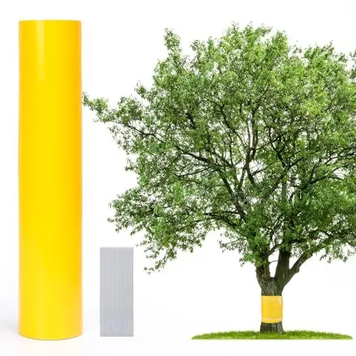 Produktbild: HAKOTOM Leimringe für Obstbäume Selbstklebend 25cmX5m Leimfalle Baumleimring Klebeband Raupenleim für Bäume Klebrige Insektenfallen mit Kabelbinder Baumschutz für Kirschbaum Apfelbaum Pflaumenbaum