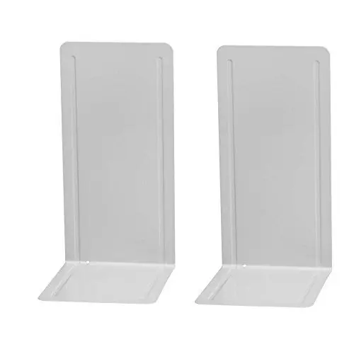Produktbild: Wedo 1021237 Buchstütze (aus Metall, hohe Ausführung mit Verstärkungsrillen, 14 x 12 x 24 cm) 2 Stück, lichtgrau