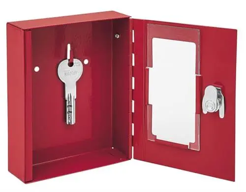 Produktbild: Wedo 10250102X Notschlüsselkasten (mit Klöppel Pulverbeschichtetes Stahlblech, 1 Haken) rot, 150 x 120 x 40 mm